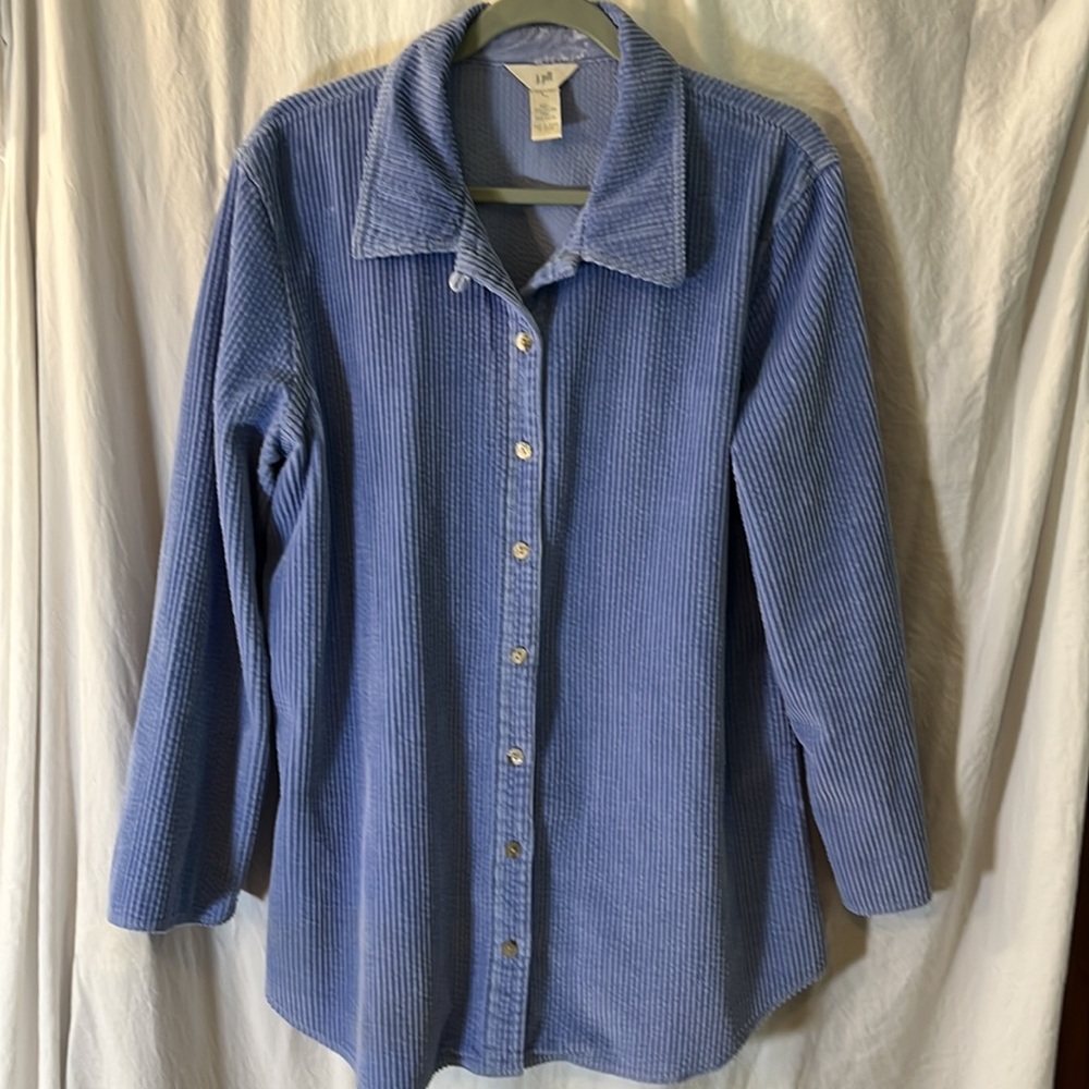 J Jill Blue Corduroy Button-Up Shirt - Picture 3 of 6